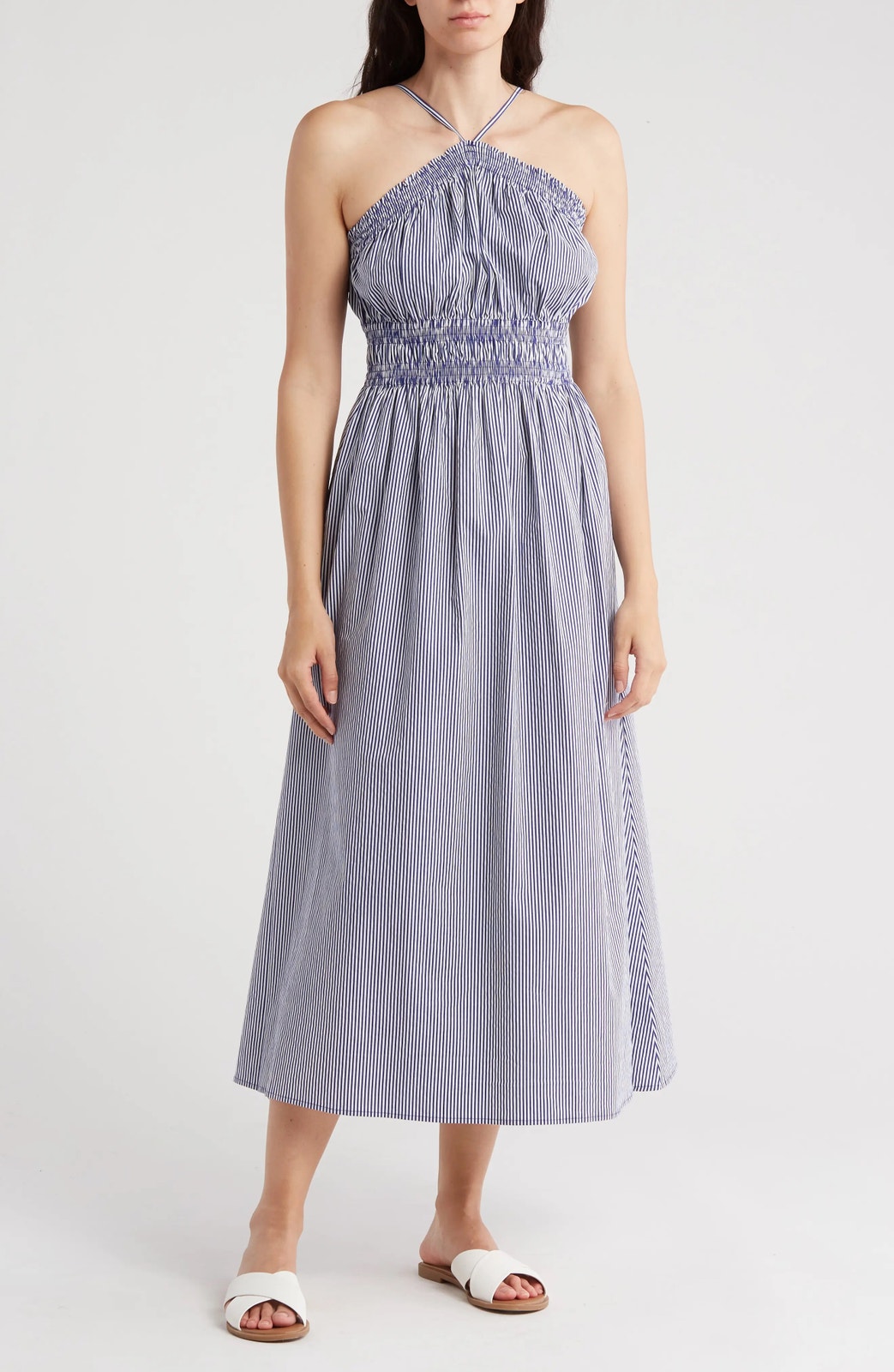 Rachel Parcell Striped Halter Poplin Midi Dress
